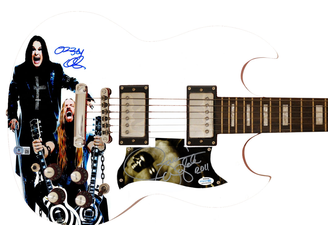 Ozzy Osbourne Zakk Wylde Autographed Graphics Photo Guitar BAS Witness