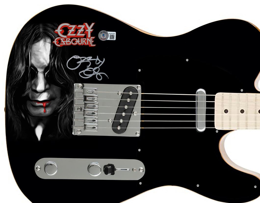 Ozzy Osbourne Signed Fender Album Lp Cd Art Graphics Photo Guitar BAS Witness