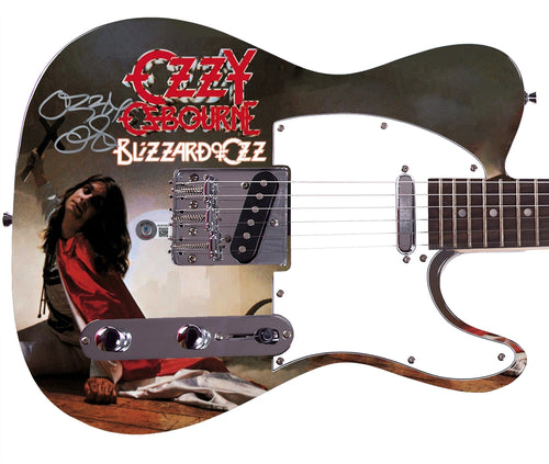 Ozzy Osbourne Signed Blizzard Of Ozz Album Graphics Photo Guitar BAS Witness