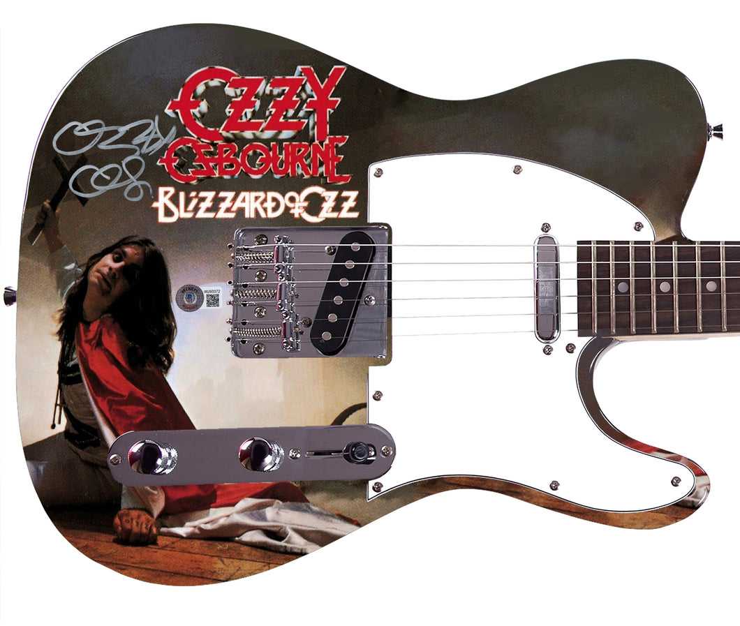 Ozzy Osbourne Signed Blizzard Of Ozz Album Graphics Photo Guitar BAS Witness