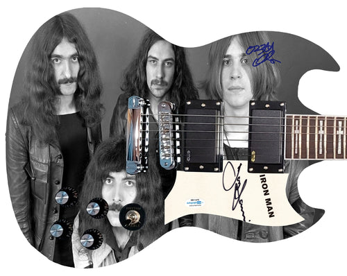 Black Sabbath Autographed 1/1 Custom Graphics Photo Guitar BAS Witness