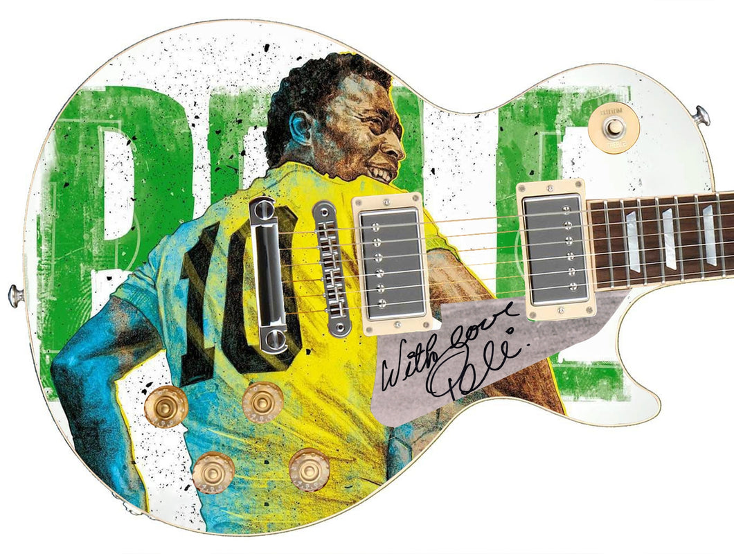 Pele Autographed 1/1 Custom Graphics Guitar