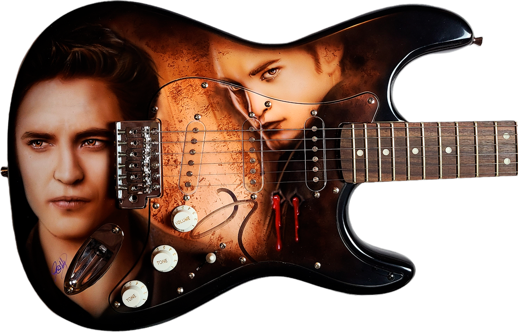 Robert Pattinson Autographed Signed Twilight Vampire Airbrushed Painting Guitar