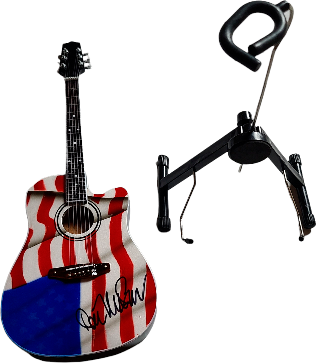 Don McLean Autographed USA Flag Acoustic Axe Heaven Mini 1:4 Guitar American Pie