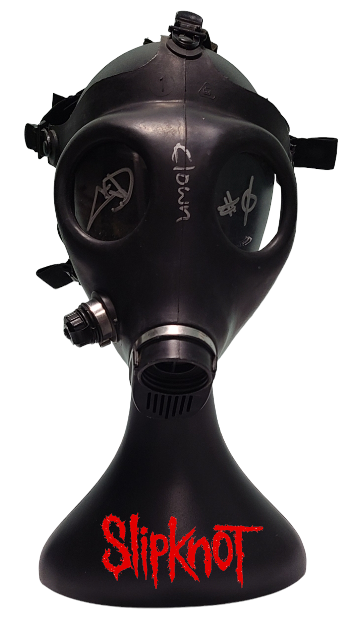 Slipknot Sid Wilson & Clown Autographed Gas Mask and Stand Display