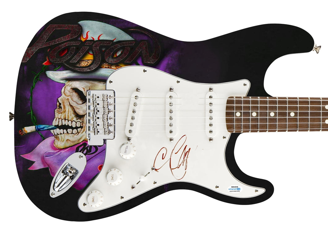 Poison CC Deville Autographed Signed Photo Graphics Guitar