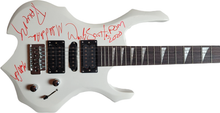 Load image into Gallery viewer, Puddle Of Mudd Autographed Signed Burning Fire Style Glary Electric Guitar
