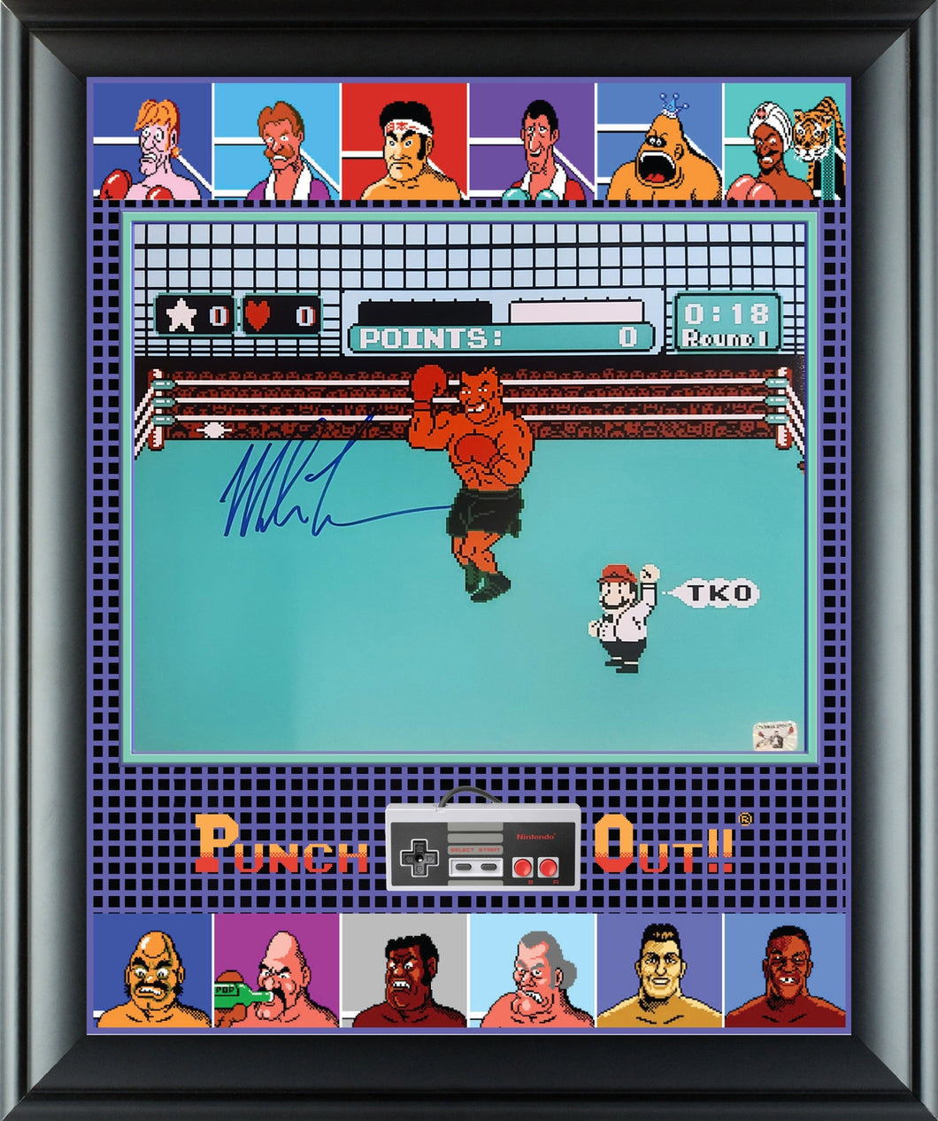 Mike Tyson Autographed Custom Framed Mike Tyson Punch Out Display