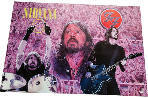 Nirvana Foo Fighters Dave Grohl Signed 24x36 Framed Canvas Photo Poster