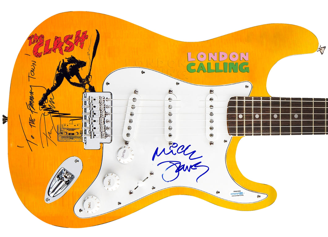 The Clash Signed w Lyrics Fender London Calling Lp Cd Graphics Photo Guitar