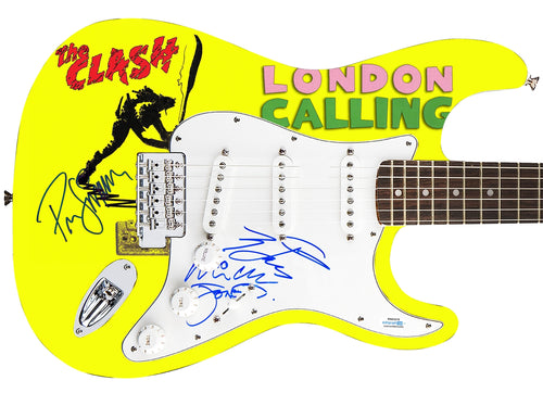 The Clash Autographed Fender 1/1 London Calling Lp Cd Graphics Photo Guitar