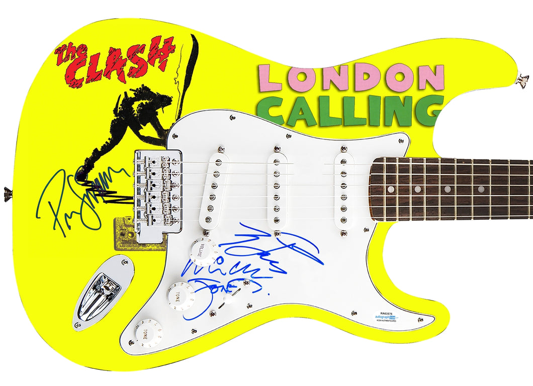 The Clash Autographed Fender 1/1 London Calling Lp Cd Graphics Photo Guitar