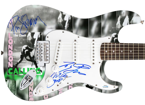 The Clash Autographed Fender 1/1 London Calling Lp Cd Graphics Photo Guitar