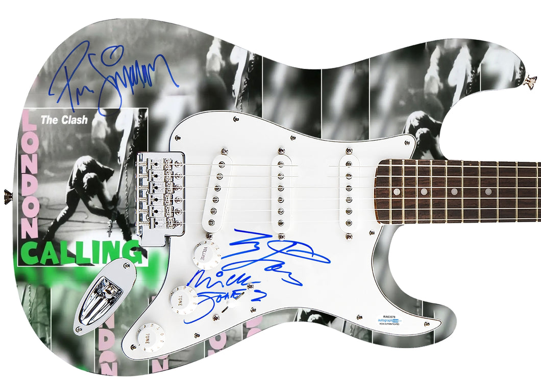 The Clash Autographed Fender 1/1 London Calling Lp Cd Graphics Photo Guitar