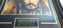 Load image into Gallery viewer, Johnny Depp Autographed Framed Metalic Pirates of The Caribbean Photo ACOA
