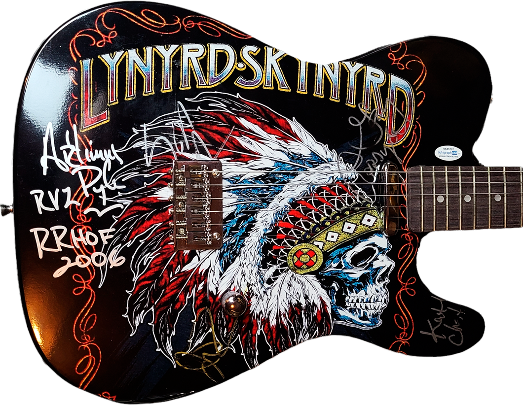 Lynyrd Skynyrd Autographed Signed Custom Graphics Guitar AFTAL UACC