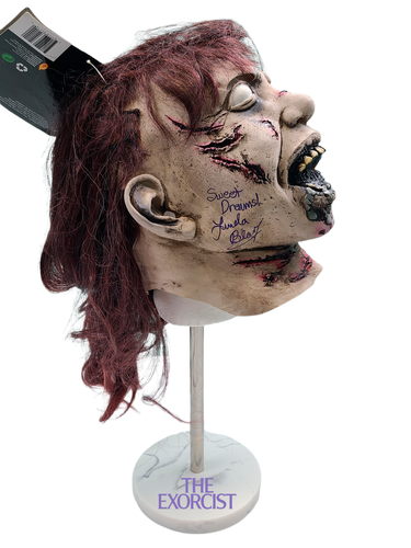Linda Blair Autographed Signed The Exorcist Mask & Custom Display Stand ACOA ITP