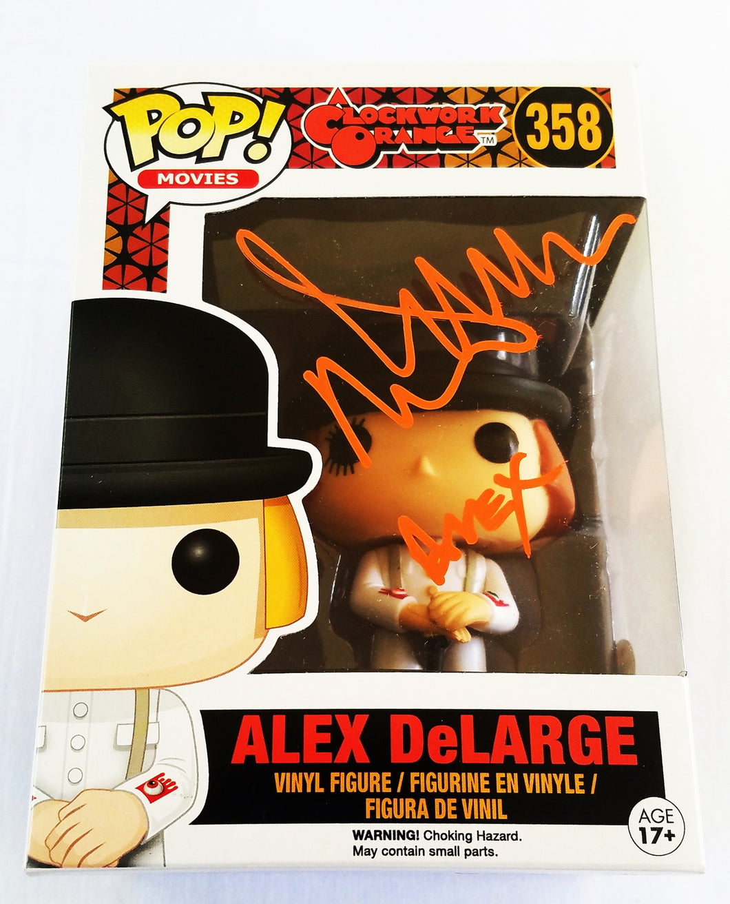 Malcolm McDowell Signed Clockwork Orange Funko Pop! #358 Alex ACOA Witness ITP