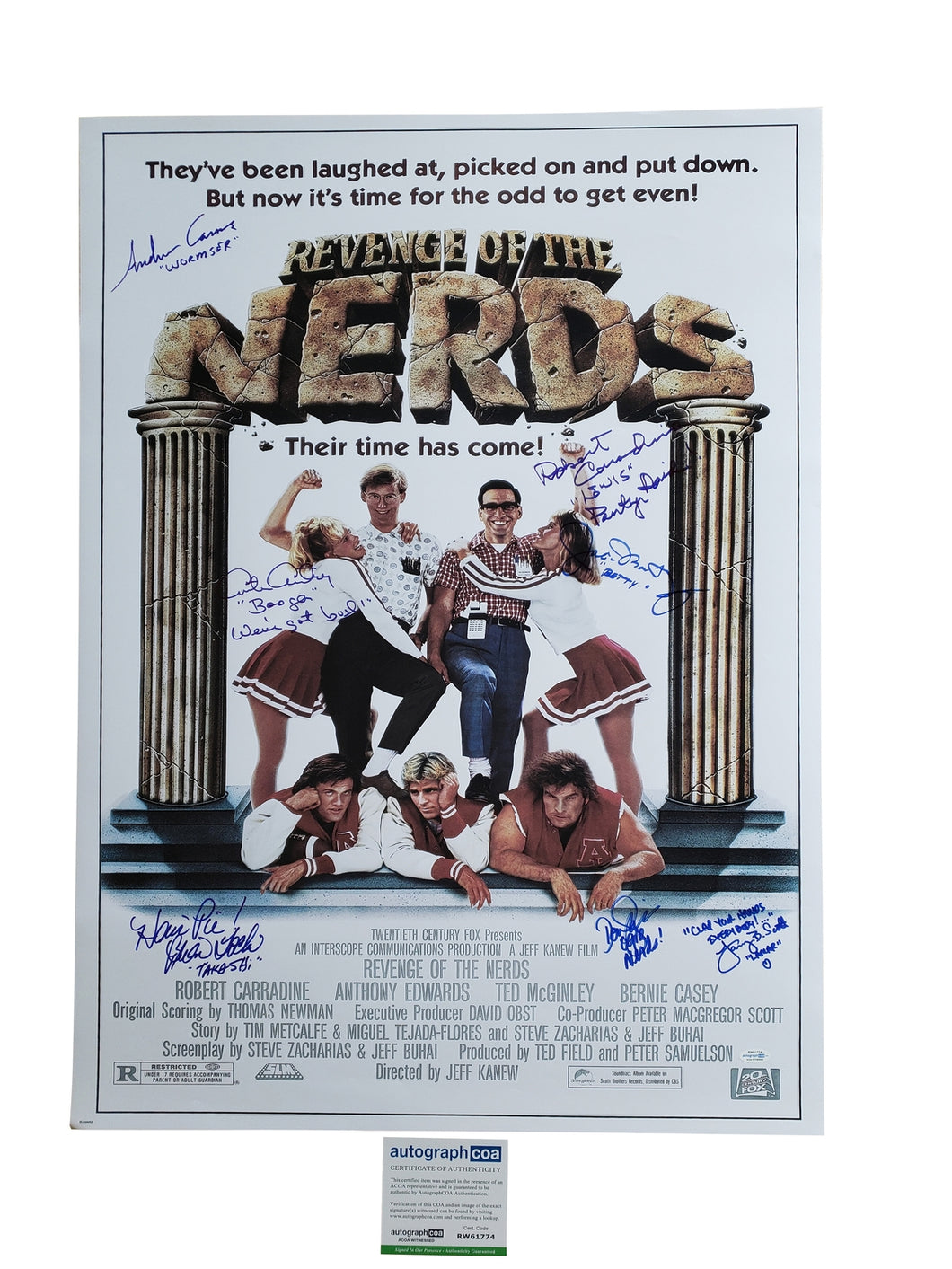 Revenge Of The Nerds Cast Autographed Full Sized Movie Poster Exact Photo Proof