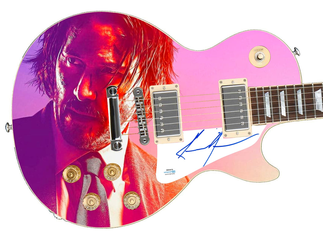 Keanu Reeves Matrix Autographed Custom Graphics 1/1 Photo Guitar