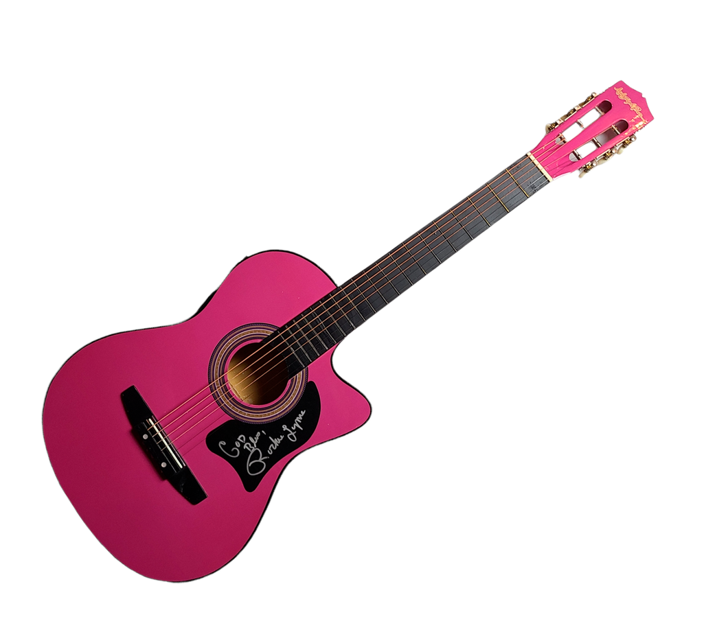 Rockie Lynne Autographed Pink Acoustic/Electric Guitar UACC AFTAL RACC TS