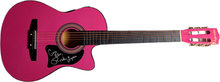 Load image into Gallery viewer, Rockie Lynne Autographed Pink Acoustic/Electric Guitar UACC AFTAL RACC TS
