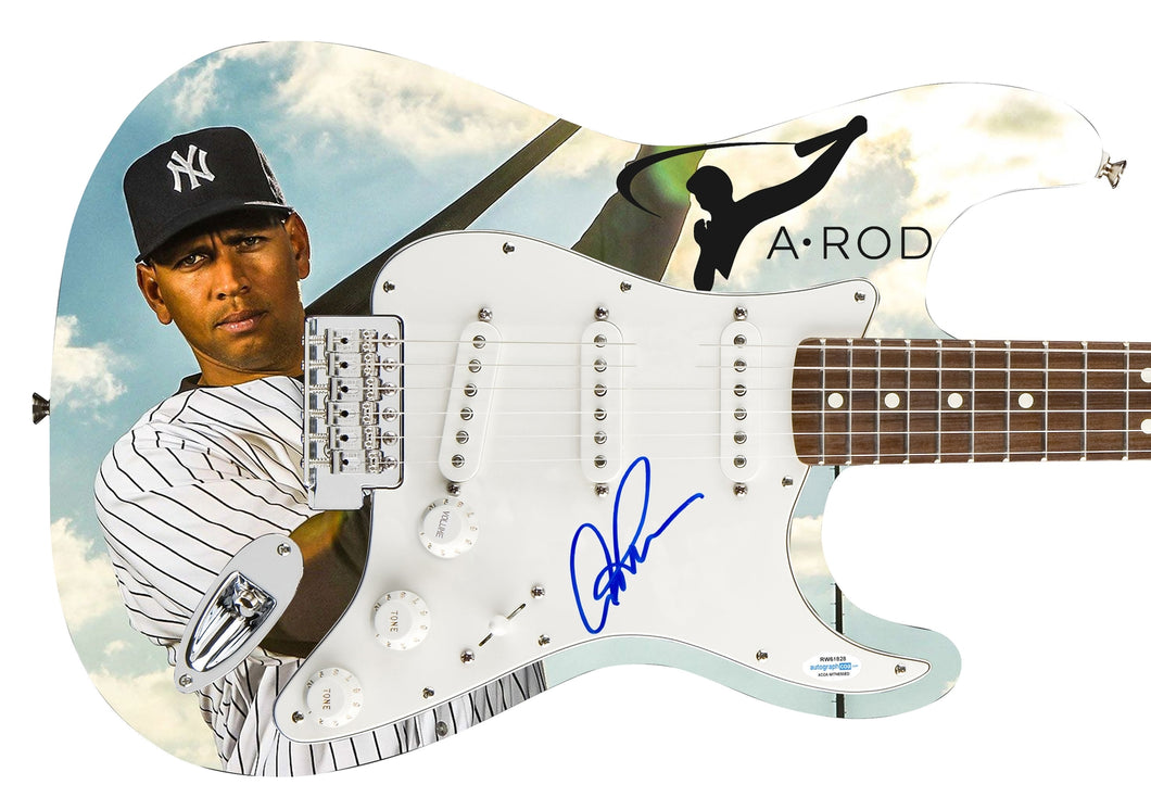 Alex Rodriguez NY Yankess Signed Photo Graphics Guitar