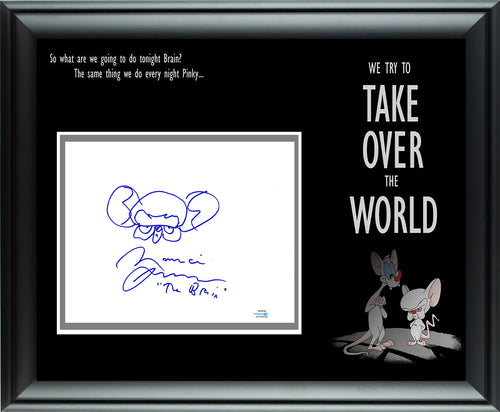 Maurice Lamarche Autographed Pinky & The Brain Custom Framed Sketch Photo