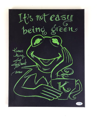 Guy Gilchrist Hand Drawn Autographed Kermit Muppets Art Canvas