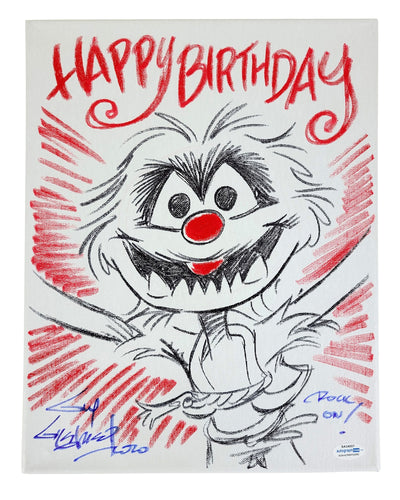 Guy Gilchrist Hand Drawn Autographed Animal Muppets Art Canvas