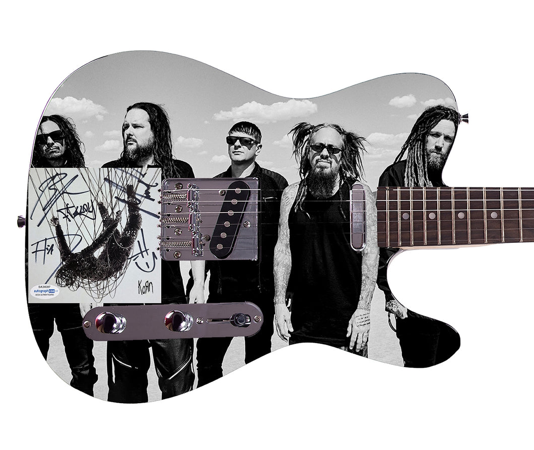Korn Autographed Signed Full Band Photo Custom Graphics Photo Guitar