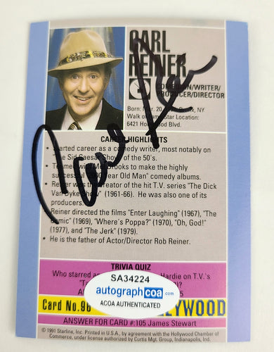 Carl Reiner Autographed Starline Hollywood Collectors Trading Card
