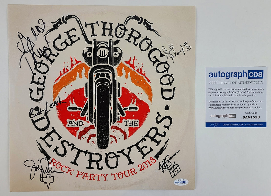 George Thorogood & The Destroyers Autographed Album Cover Poster Flat