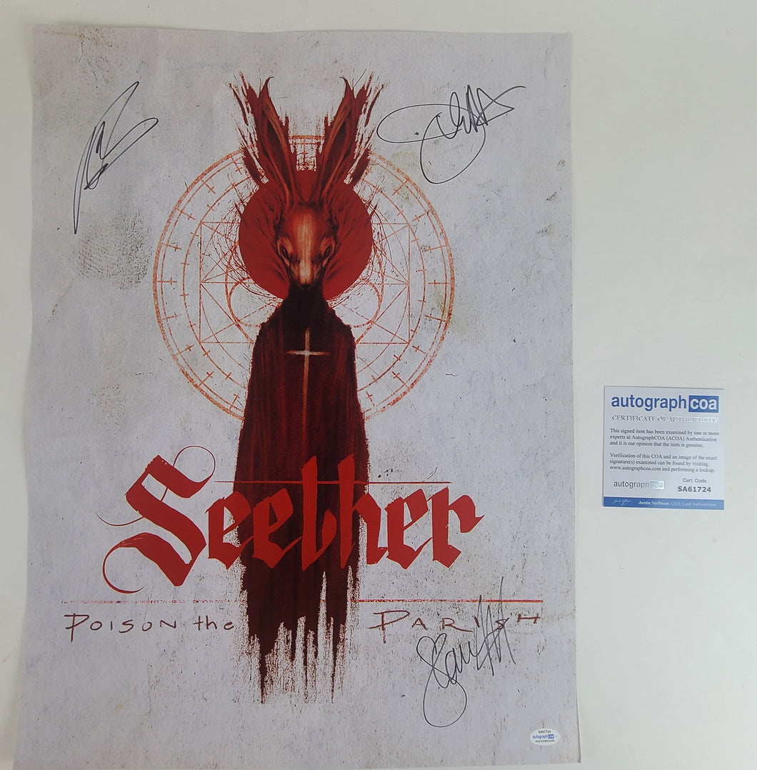 Seether Autographed Signed Poster