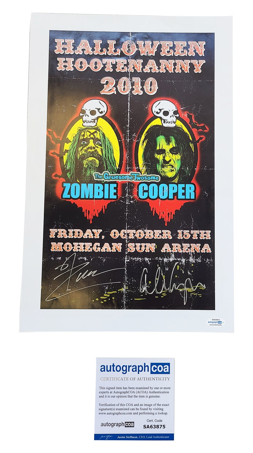 Rob Zombie Alice Cooper Autographed Halloween 12x17 Poster Mohegan Sun