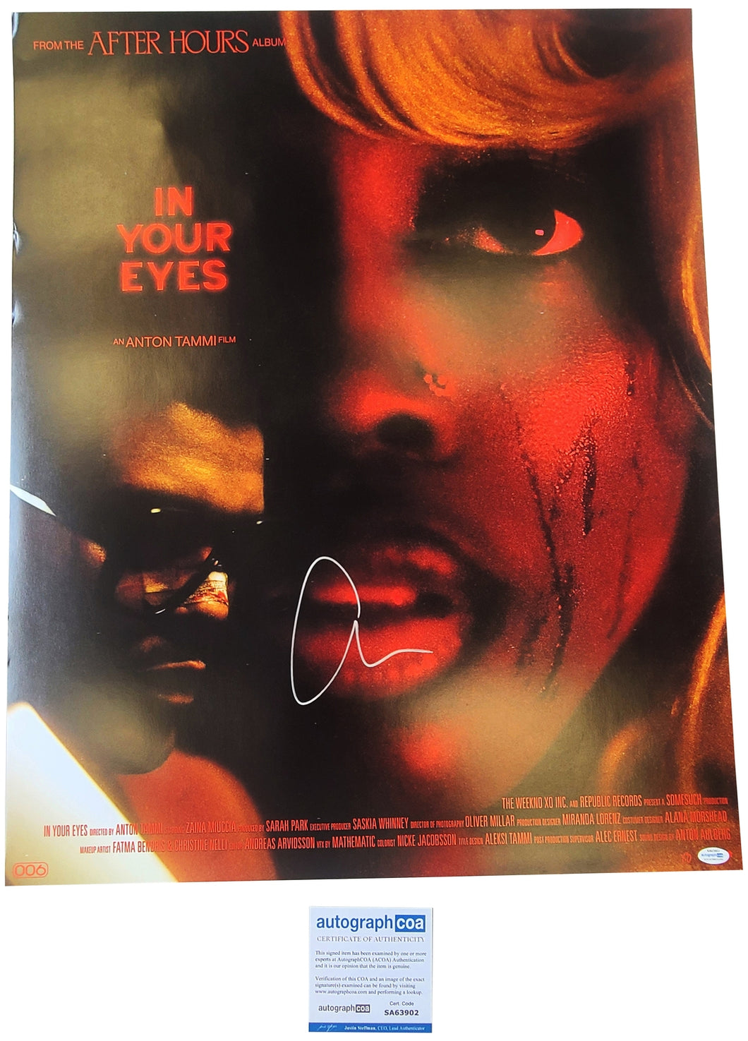 The Weeknd Autographed In Your Eyes 24x30 Photo Poster