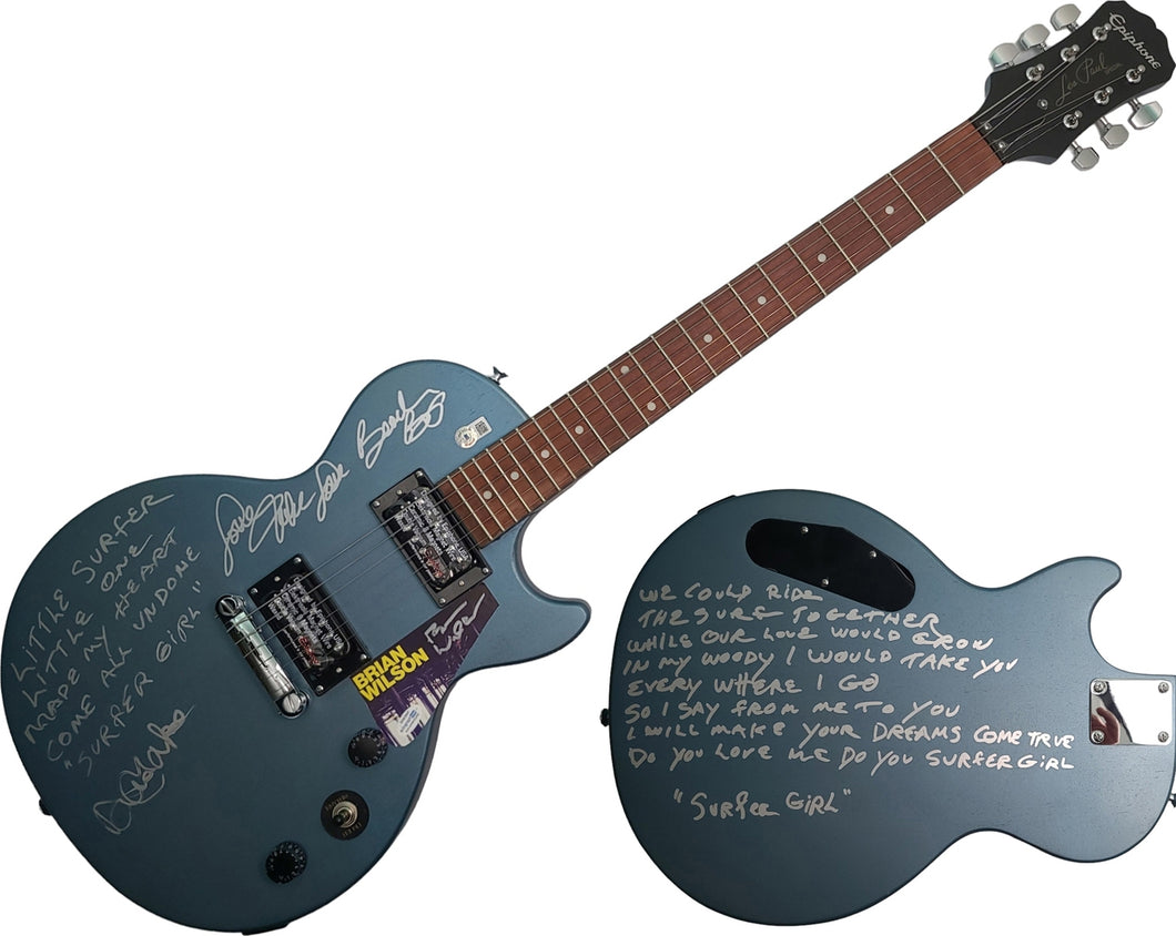 The Beach Boys Signed Epiphone Guitar w Surfer Girl Lyrics Exact Proof