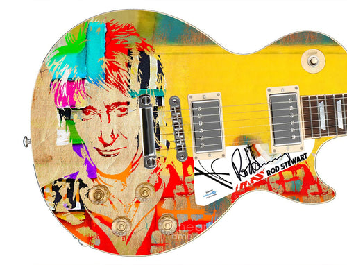 Rod Stewart Autographed 1/1 Custom Graphics Guitar