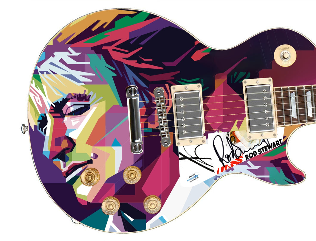 Rod Stewart Autographed 1/1 Custom Graphics Guitar