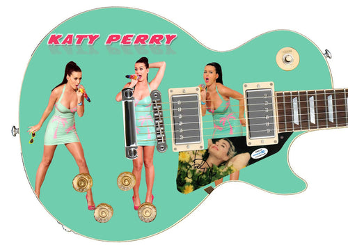 Katy Perry Autographed Multi Image Signing Live Photo Guitar
