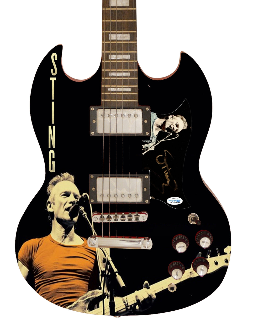 Sting Autographed Signed Photo Graphics Guitar ACOA