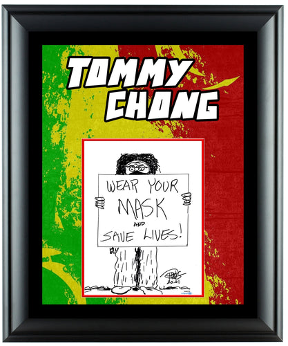 Cheech and Chong Tommy Chong Hand Drawn Mask Sketch Framed Display