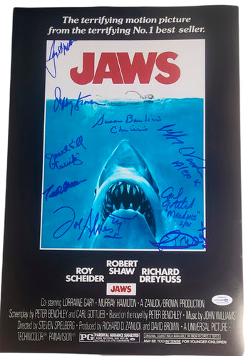 Jaws Cast x10 Autographed Signed 12x18 Poster ACOA Exact Video Proof