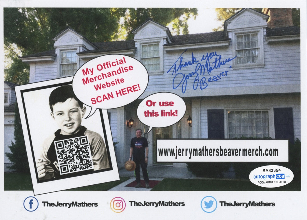 Jerry Mathers Leave It To Beaver Autographed Promo Postcard Photo