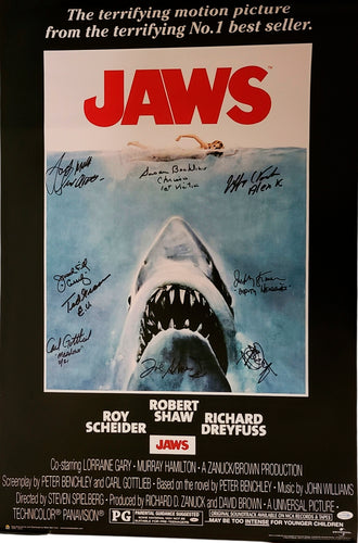 Jaws Cast x10 Autographed Signed 24x36 Poster ACOA Exact Video Proof