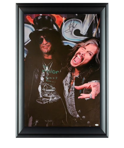 Aerosmith Steven Tyler Guns N Roses Slash Autographed 24x36 Framed Canvas ACOA