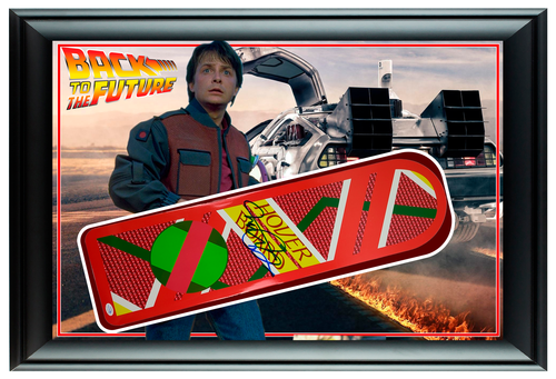 Back To The Future 24x36 Michael J Fox Signed Framed Hoverboard Display