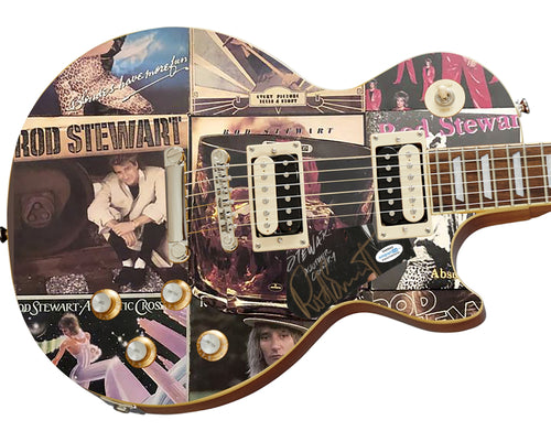 Rod Stewart Autographed Album Collage Custom Graphics Guitar