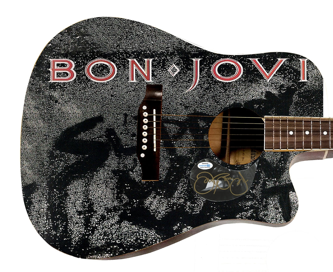 Jon Bon Jovi Slippery When Wet Autographed Signed Custom Photo Graphics Guitar ACOA