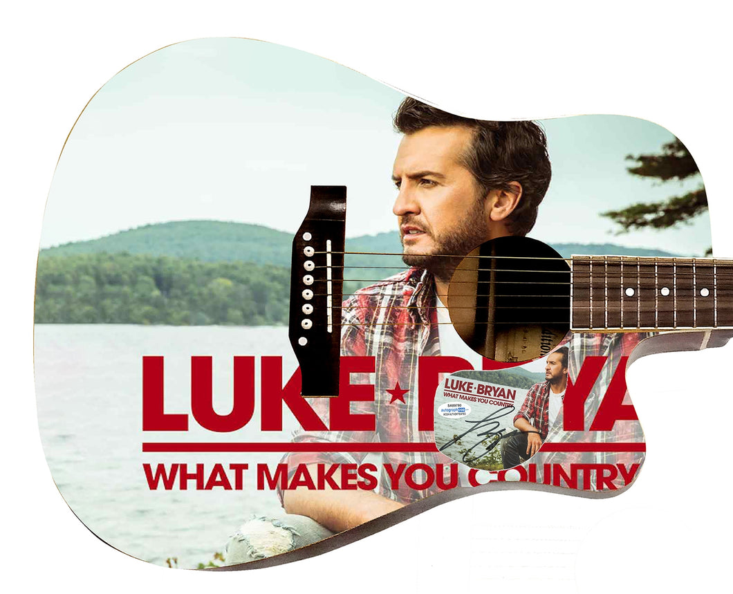 Luke Bryan What Makes You Country Tour Signed Custom Photo Graphics Guitar ACOA